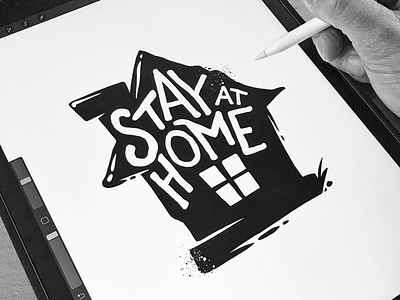 Stay at home🏠 covid house illustration ipad pro lettering pandemic procreate quarantine sketch stay home