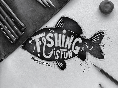 Fishing is fun🎣 fish fishing graphic graphic design illustration ipad pro lettering procreate sketch vintage style