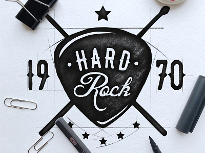 Hard Rock 1970 branding design hand drawn hand lettering illustration logo procreate app sketch typography vector