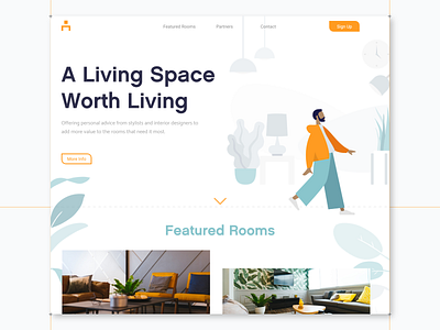 Interior Design Company - Landing Page branding clean design illustration interior design typography ui vector web website