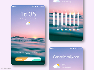 Custom Android Homescreens #3 - KWGT clean design elements gradient grid layout material design minimal mobile music typography ui