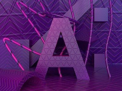 A | Adobe Dimension 36daysoftype 3d 3d art abstract adobe dimension clean design letter a pattern pink purple typography vector