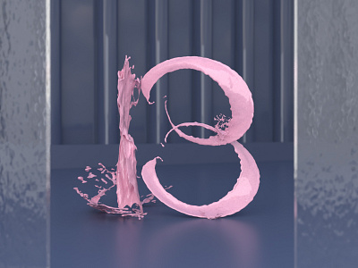 B | Adobe Dimension 36 days of type 36daysoftype 3d 3d art abstract adobe dimension blue clean design fluid glass letter b pink render typography vector