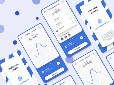 UI Exploration | Mobile Finance App app banking blue and white branding clean design finance app grid layout minimal mobile typography ui ux