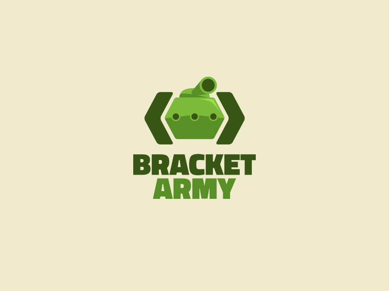 Bracket Army logo logo tank icon branding coding development company code bracket army corporate identity
