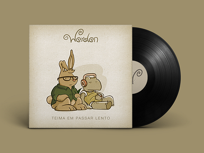 Werden single cover cover indie mockup music print single teima em passar lento vinyl werden