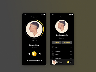 Daily UI #09 Music Player album daily ui 9 daily ui challenge dark mode dark ui music player racine carrée stromae ui ui design