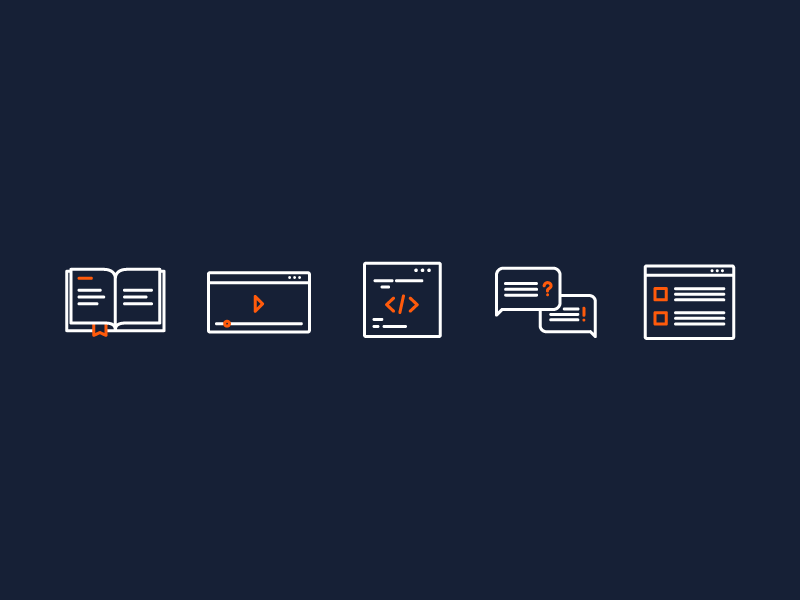 Support Portal Icons blog qa code video knowledge