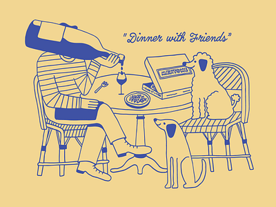 Dinner with Friends california dinner dogs food france funny hand handdrawn illustration italy restaurant wine