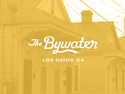 Bywater bywater california custom logo logotype los gatos new orleans script shotgun house vintage white yellow