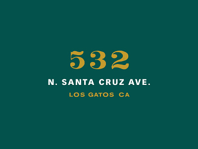 The Bywater address bay area bywater california centered gold green los gatos numbers type typography vintage