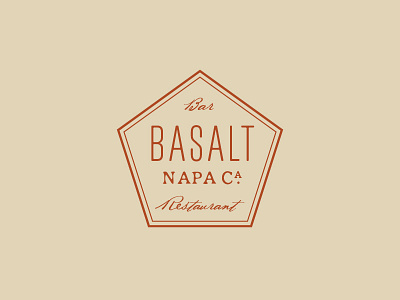 Basalt badge basalt california cream logo napa orange restaurant script typography vintage