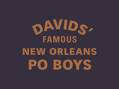David's Po Boys arch food gold lockup new orleans po boy sandwich sans serif typography