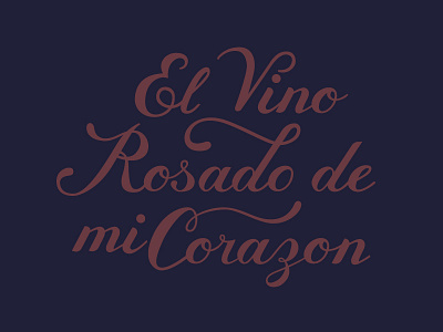 El Vino Rosado cursive el vino rosado de mi corazon hand drawn heart label navy pink script spanish typography wine
