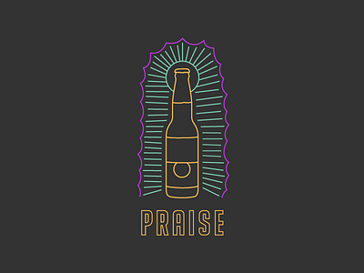 Praise alcohol beer drink food illustration neon outline praise religion sunburst