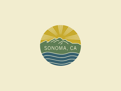 Sonoma badge california mountains rays sonoma stamp sun vintage water waves