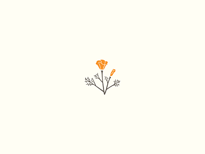 California Poppy brandmark california drawing flower grey leaves orange poppy