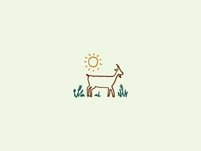 Goat goat grass hand illustration plants sun