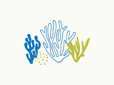 Seaweed blue green hand drawn illustration ocean sea seaweed