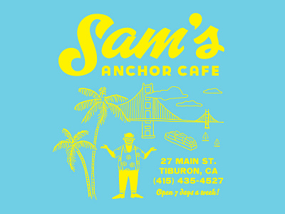Sam's Anchor Cafe bridge cafe california golden gate merch restaurant sams anchor cafe tee tiburon tshirt
