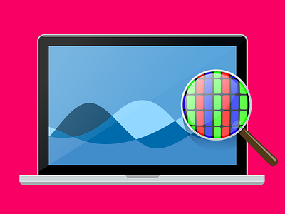 Dem Sub Pixels illustration laptop magnifying glass pixels