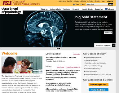 Psychology Homepage asu education psychology web design webcomp