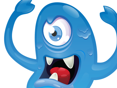 Gel Monster angry blue eyeball illustration monster shiny slimly teeth tongue
