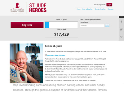 Heroes Personal fundraising product responsive
