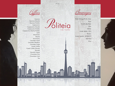 Politeia Cafe Menu branding design illustration media something typography vector