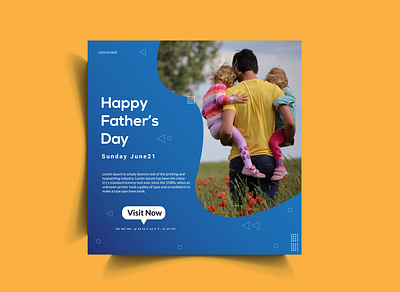 Father's Day Social Media Post Template 21st june banner blue celebration dad deal design discount family fashion father gradient happy holiday illustration instagram love man marketing multicolor