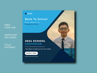School education admission social media post & web banner advertising back to school banner clean college creative education eps flyer instagram media modern post promo school social social media square templates university