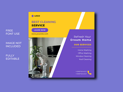 Cleaning service social media post banner template.