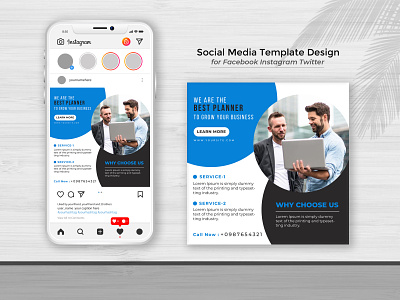 Business Plan Post Social Media Web Banner Template. advertising banner brand design branding business design discount illustration instagram template