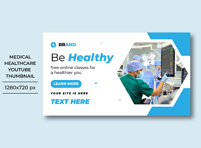 Medical healthcare web banner template and video thumbnail. branding covid 19 graphic design video thumbnail