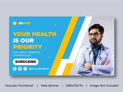 Medical healthcare web banner template and video thumbnail. blog thumbnail branding video thumbnail