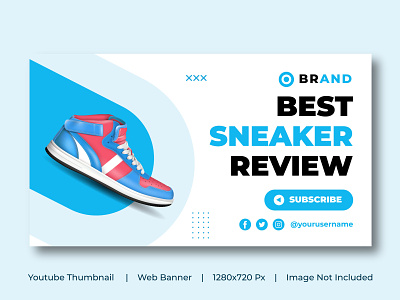 shoes brand product web banner template and video thumbnail. thumbnail video cover youtube thumbnail