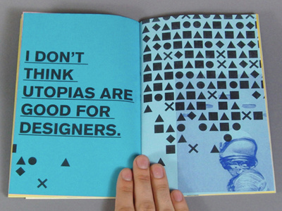 Designer of the Future blue book design print risograph shape space type utopia zine