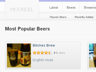 Moondel - Popular Beers beer header list moondel nav