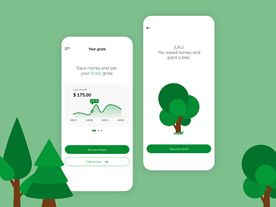 Save money and plant a tree finance app flat illustration forest forests icons illustration illustration design illustration digital interface neuland plants saving money tree ui ui ux ui ux designer uidesign uiux usability vector illustrations
