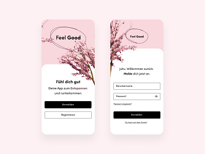 Onboarding screen for the Feel Good App application design health care app home screen illustration design interface interfacedesign meditation app onboarding sign in stress app ui ui ux uidesign uiux ux