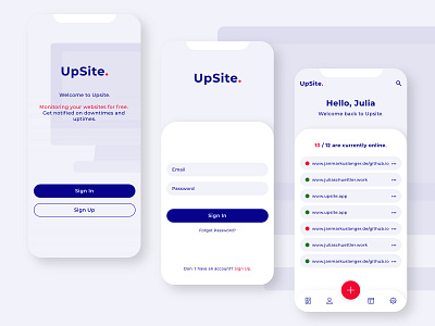 UpSite application design app app design application dashboard dashboard app dashboard design interface interface design interfacedesign neuland sign in signup sites ui ui ux uidesign ux design uxdesign uxui