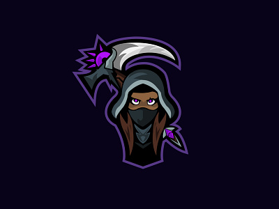 Hooded Female Assassin branding design illustration illustrator logo mascot scythe vector