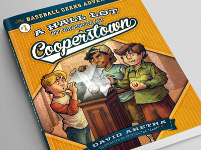 Baseball Geeks Adventures book cover design illustration