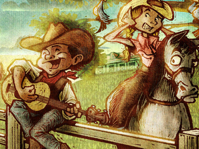 Singing Cowboy children cowboy guitar horse illustration kids ranch singing