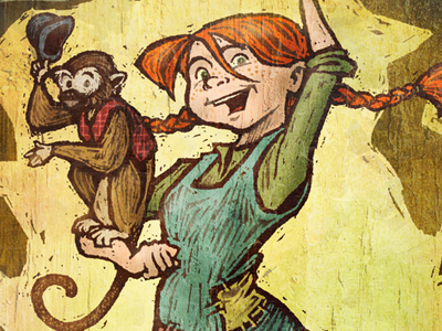 Pippi Longstocking books children illustration monkey