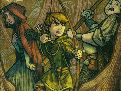 Young Robin Hood book cover fairy tale illustration