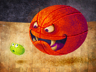 Monster Ball Is Hungry basketball funny illustration