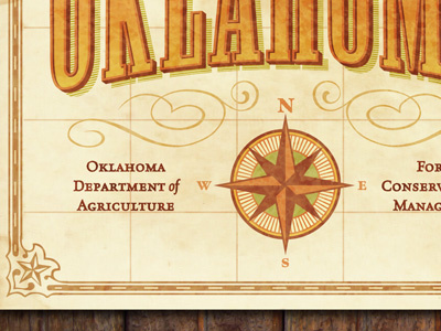 Oklahoma map compass illustration typography