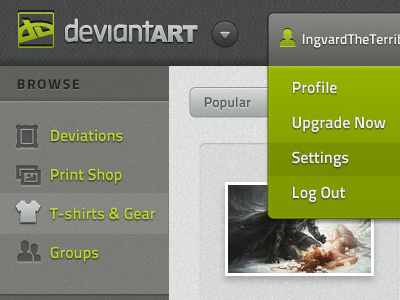 DeviantART web site ui web website