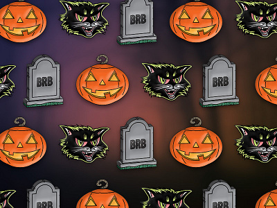 Classic Halloween Pins black cat enamel enamel pins gravestone halloween jack o lantern kickstarter pin pumpkins soft enamel